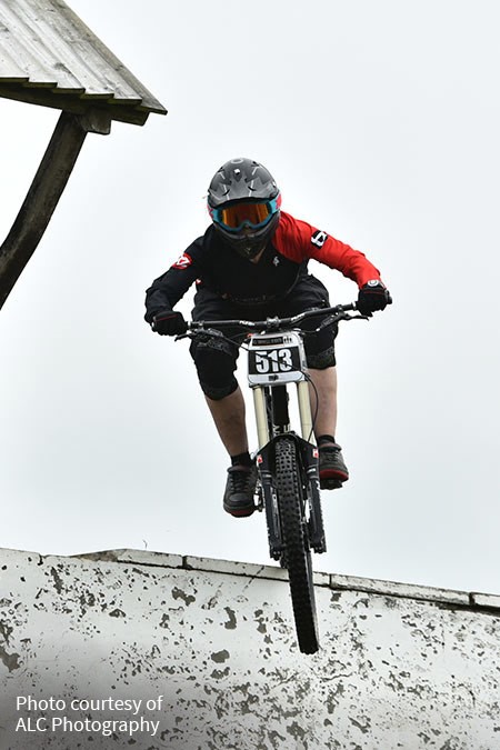 Lindsay in action tackling a jump